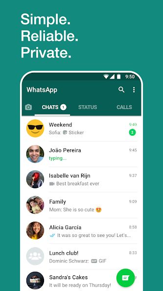 WhatsApp Messenger - bezplatná aplikácia na odosielanie správ a uskutočňovanie videohovorov
